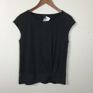 New Ann Taylor Black sleeveless knotted tee size Large
